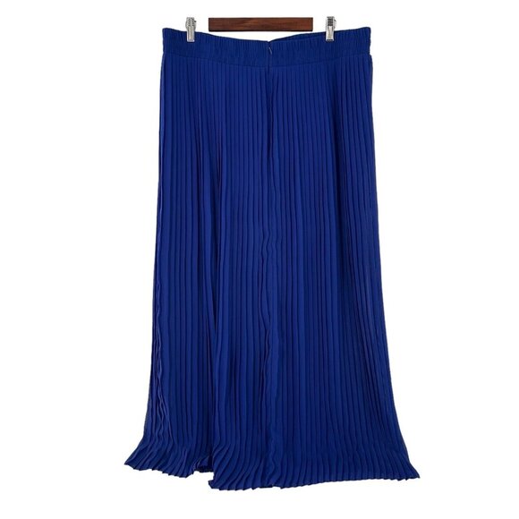 Worthington Petite PXL Royal Blue Pleated Maxi Skirt Drawstring & Zipper Cobalt - Picture 7 of 14